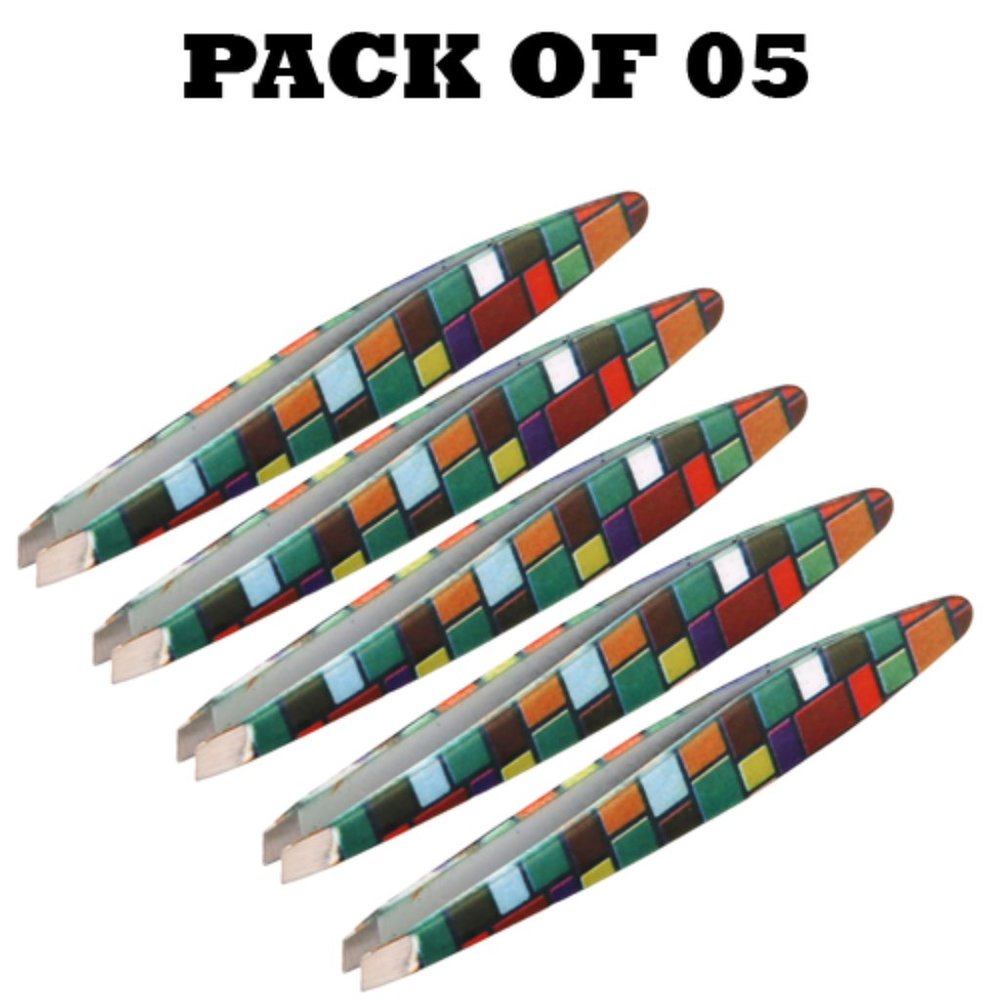 Forgica Professional Stainless Steel Paper Coated Tweezers Pack of 05